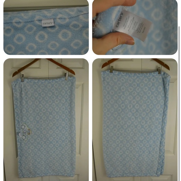 Carter's Monkey Racecar Baby Blanket Blue White Circles Rings Green Car Lovey - Picture 3 of 4